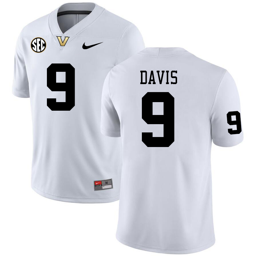 Vanderbilt Commodores #9 Daevion Davis College Football Jerseys Sale Stitched-White